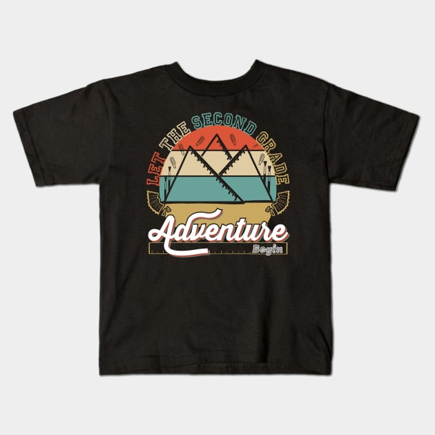 Let The second Grade Adventure Begin Back to School Adventures Second Grade Awaits Kids T-Shirt by greatnessprint